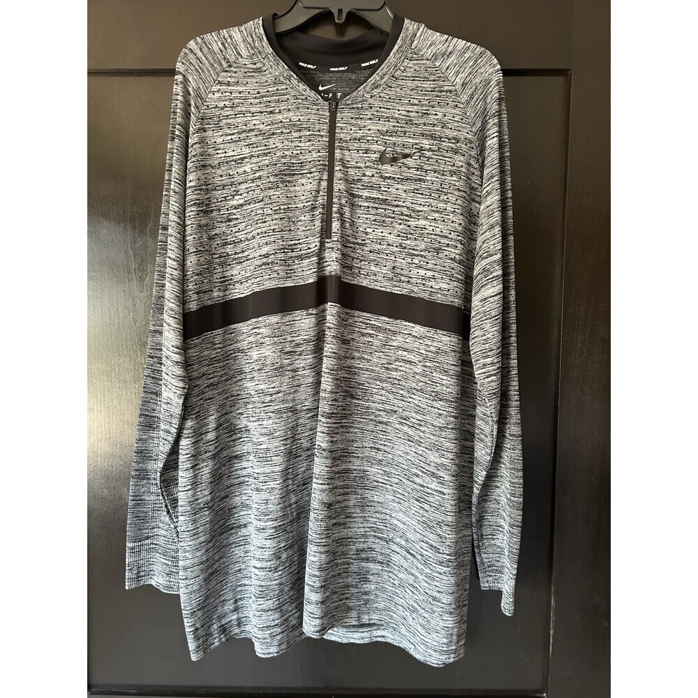 Nike DRI Fit Pullover Sz XL 1/4 Zip , Dark Gray /black Stripe, Lite Weight